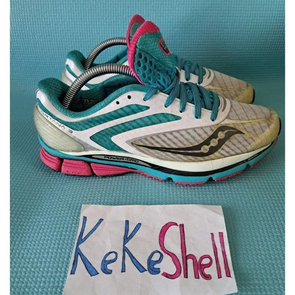 Saucony Cortana 3 Running Shoes White Blue‎ Pink Women’s Size 7.5